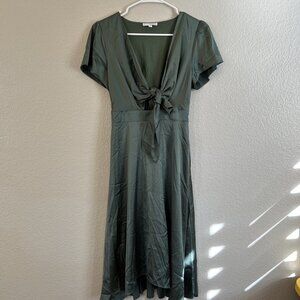 Baltic Born Womens Size Small Dress Poppy Satin Midi Winter Green